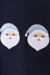 Navy santa claus embroidery top
