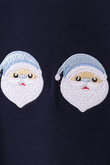 Navy santa claus embroidery top