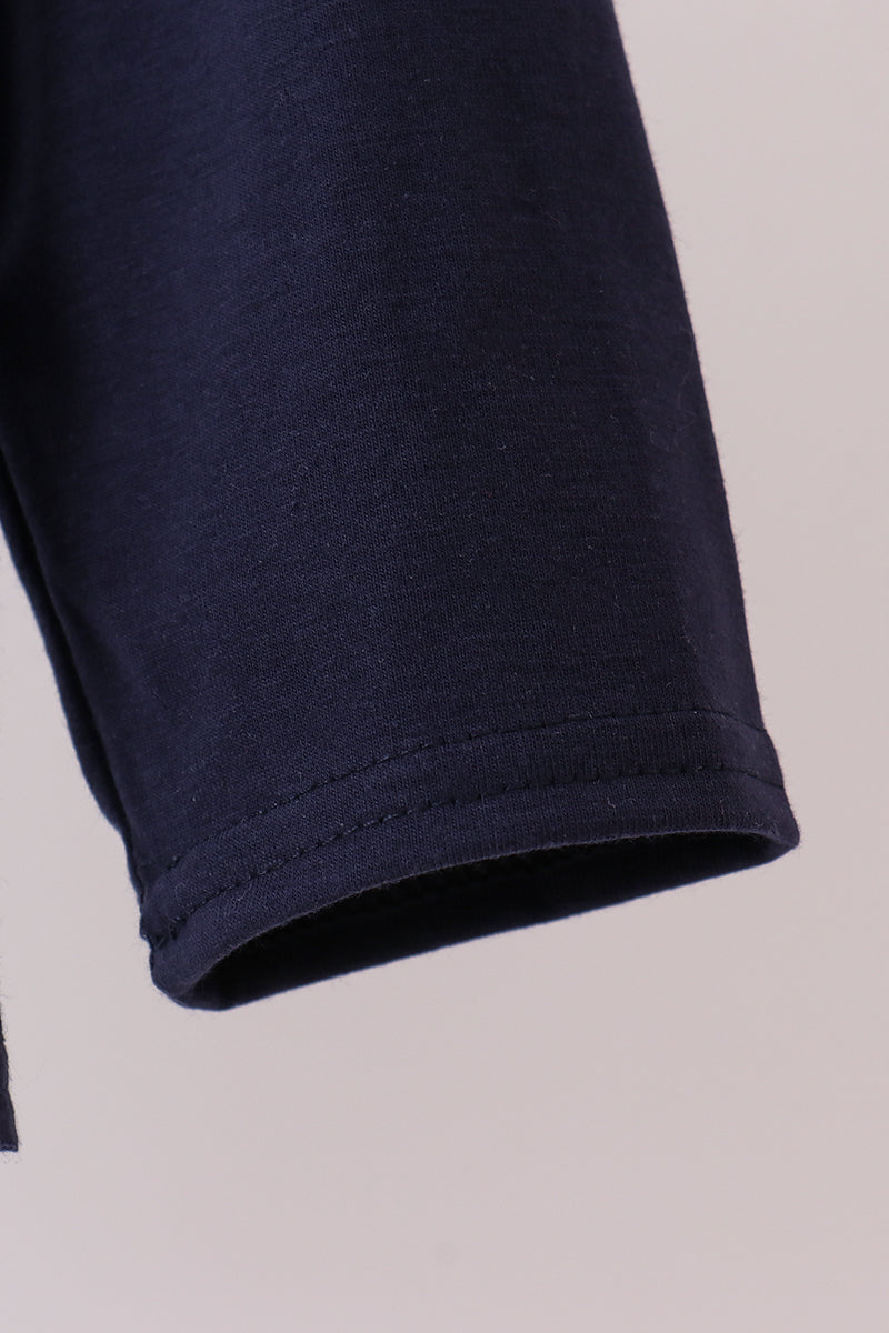 Navy santa claus embroidery top
