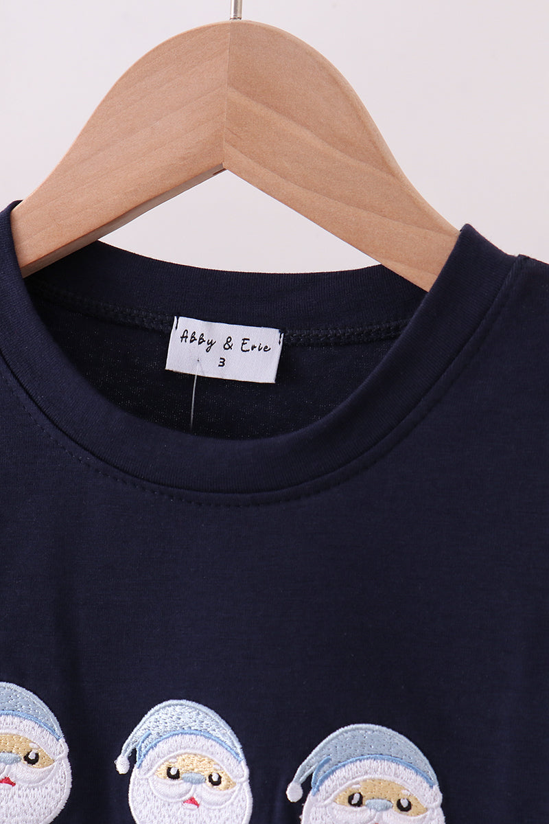 Navy santa claus embroidery top