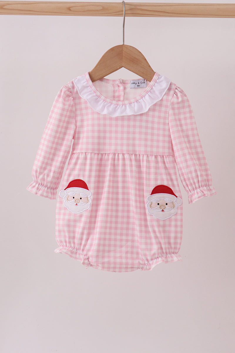 Pink santa claus applique ruffle bubble
