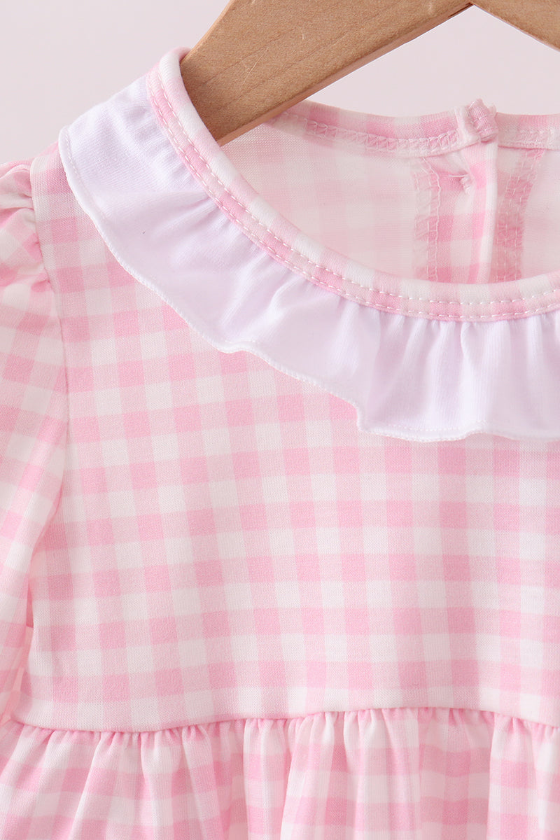 Pink santa claus applique ruffle bloomer set