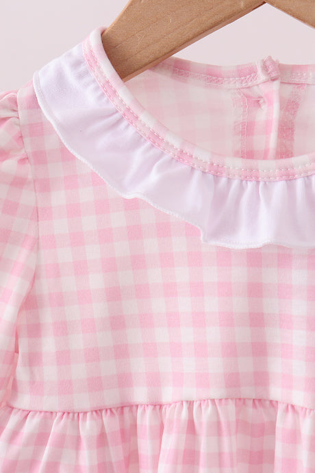 Pink santa claus applique ruffle bloomer set