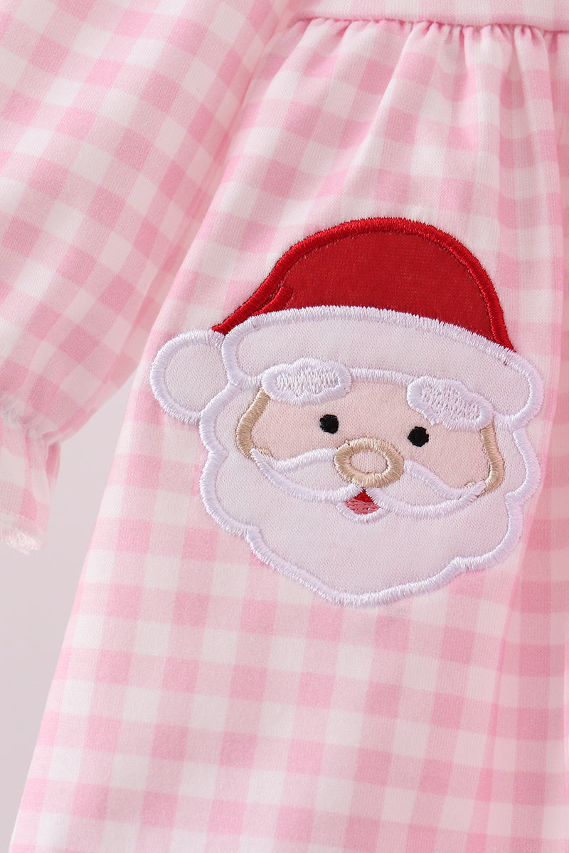 Pink santa claus applique ruffle bloomer set