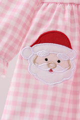 Pink santa claus applique ruffle bloomer set