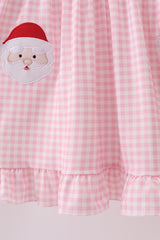 Pink santa claus applique ruffle dress