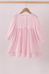 Pink santa claus applique ruffle dress