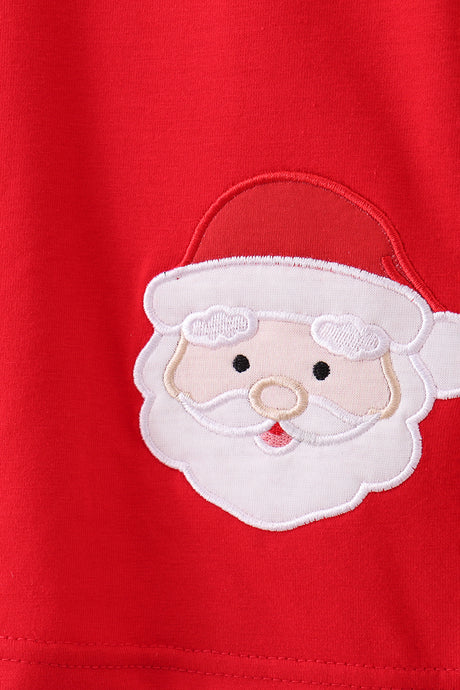 Red santa claus applique top