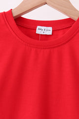 Red santa claus applique top