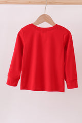 Red santa claus applique top