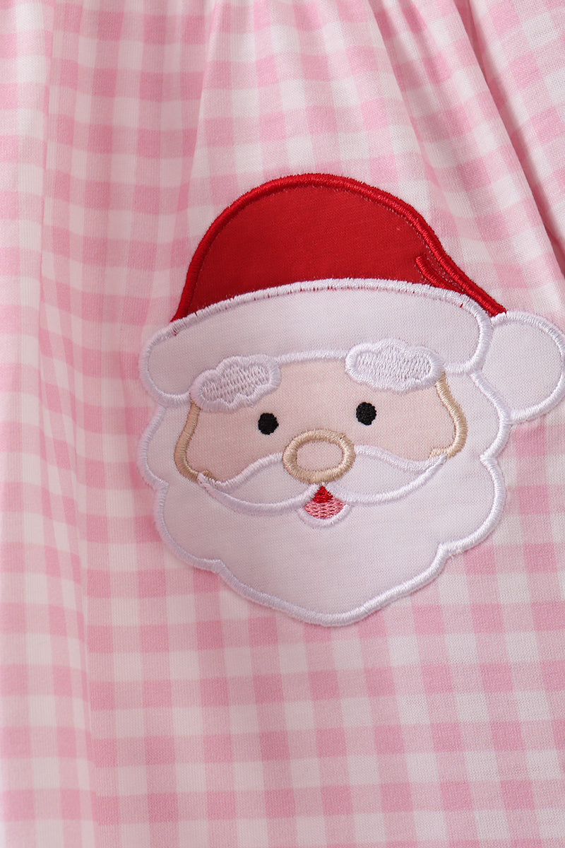 Red santa claus applique ruffle pants set