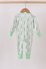 Green christmas tree bamboo zipper romper