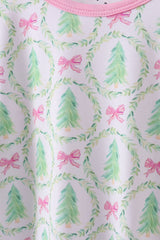 Pink christmas tree bamboo pajama set