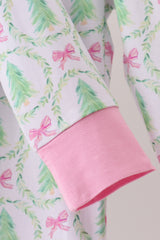 Pink christmas tree bamboo pajama set