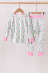 Pink christmas tree bamboo pajama set