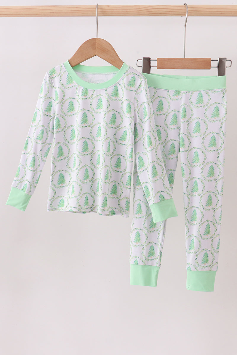 Green christmas tree bamboo pajama set