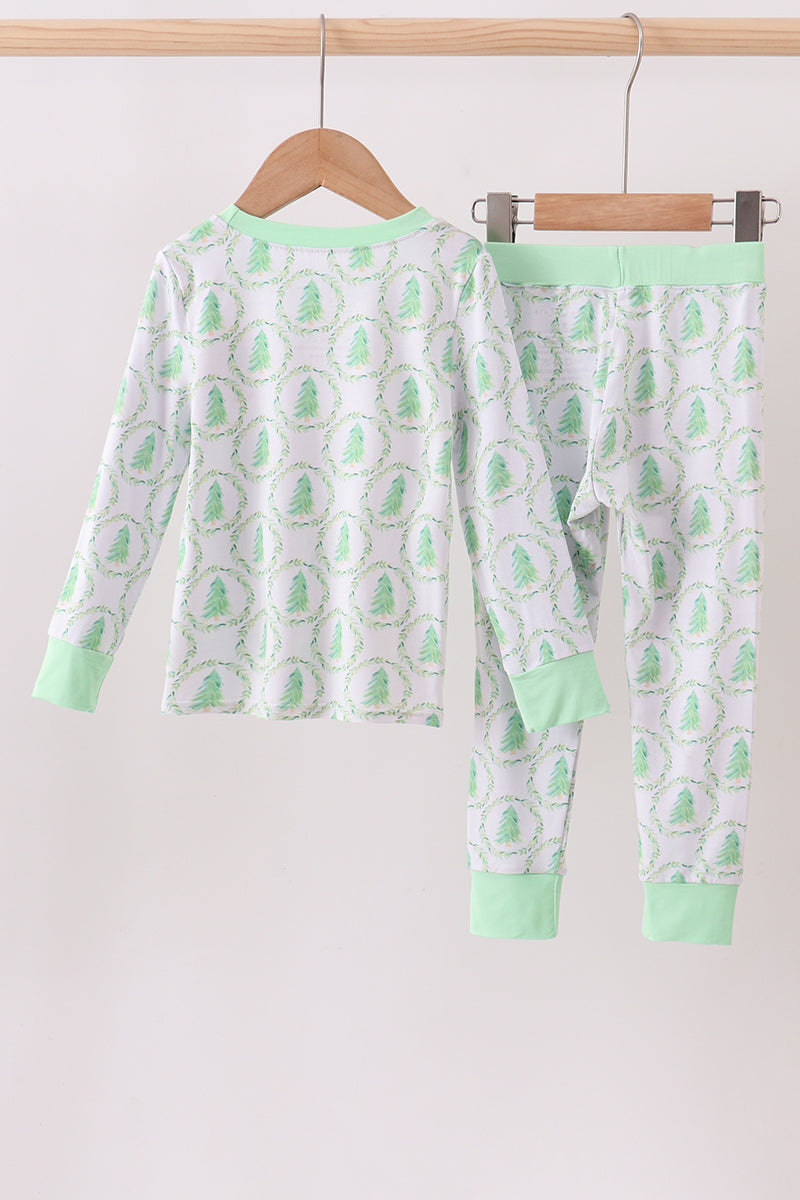 Green christmas tree bamboo pajama set