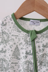 Green christmas tree print romper