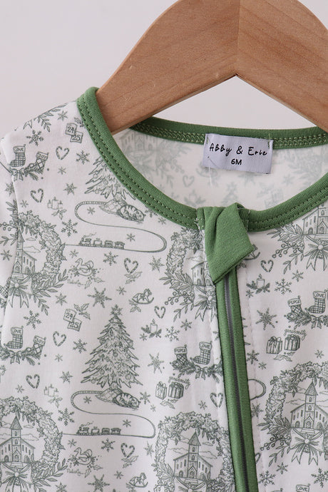 Green christmas tree print romper