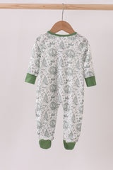 Green christmas tree print romper