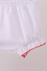 White santa claus smocked bloomer set