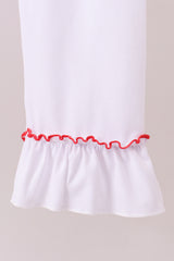 White santa claus smocked ruffle pants set