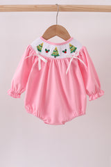 Pink christmas tree smocked bubble