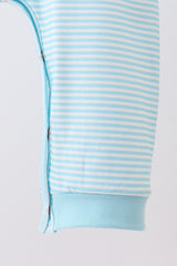 Blue stripe christmas tree smocked romper