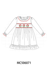 White wreath smocked ruffle dress