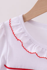 White wreath smocked ruffle dress