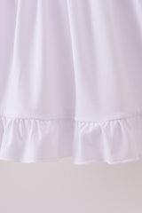 White wreath smocked ruffle dress