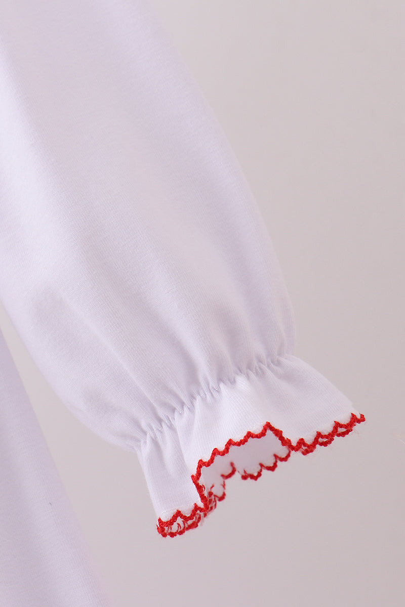 White wreath smocked ruffle dress
