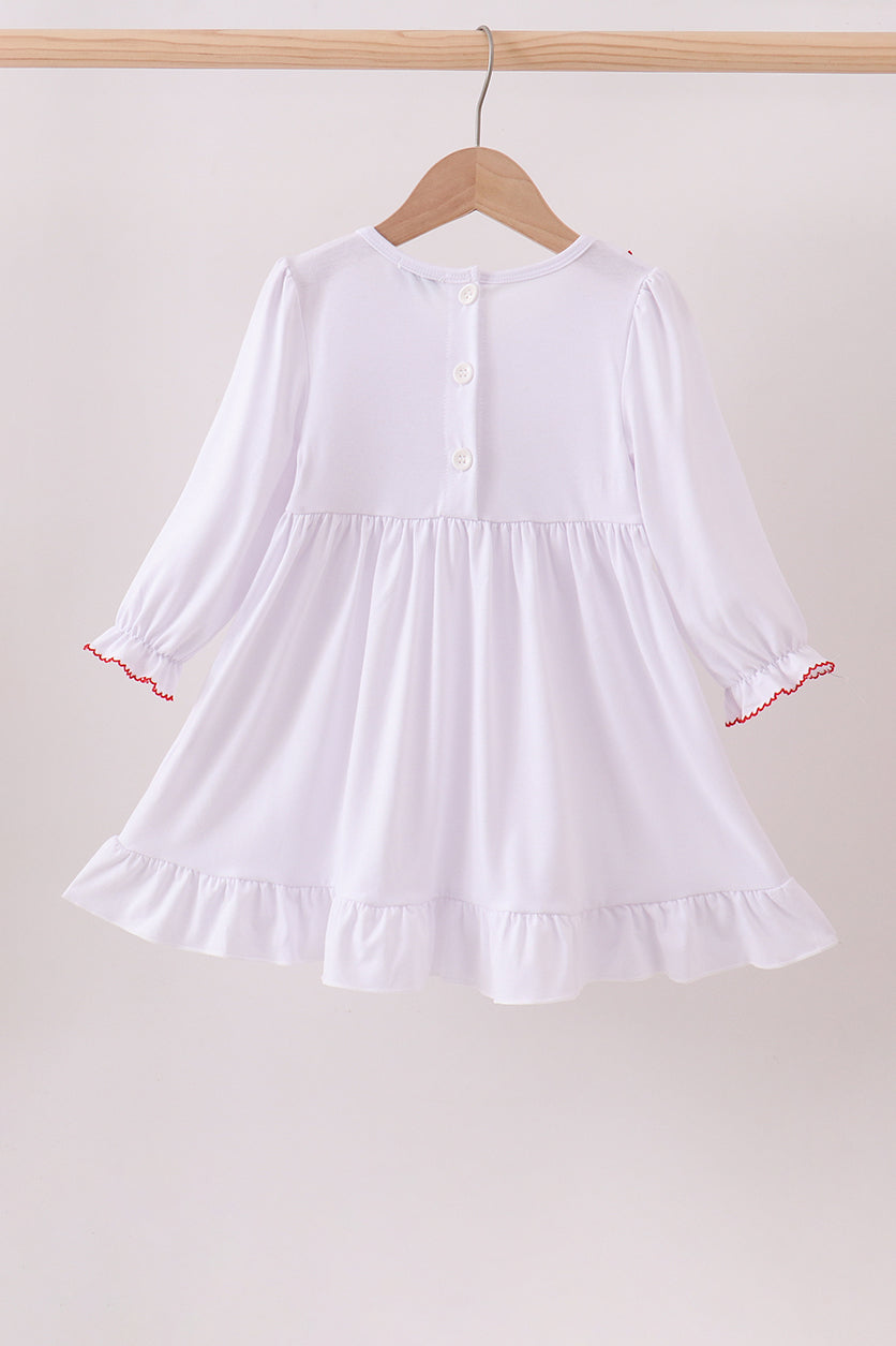 White wreath smocked ruffle dress