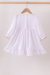 White wreath smocked ruffle dress