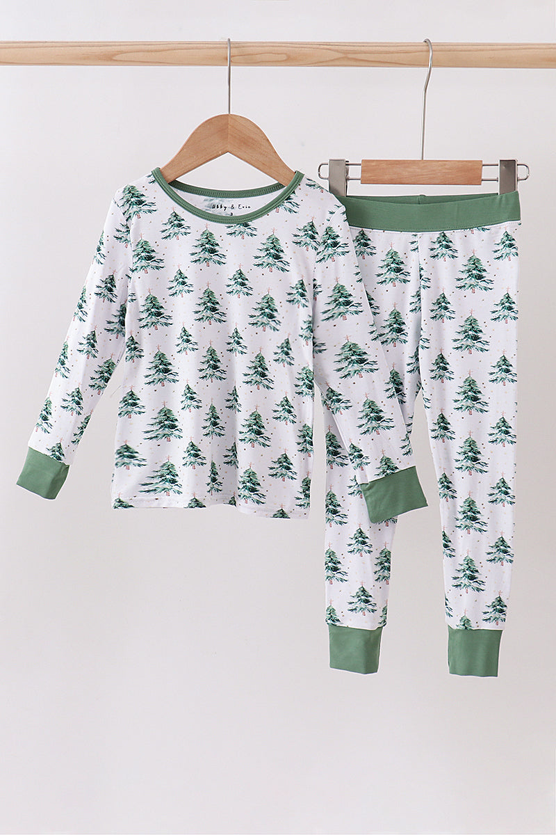 Green christmas tree bamboo pajama set