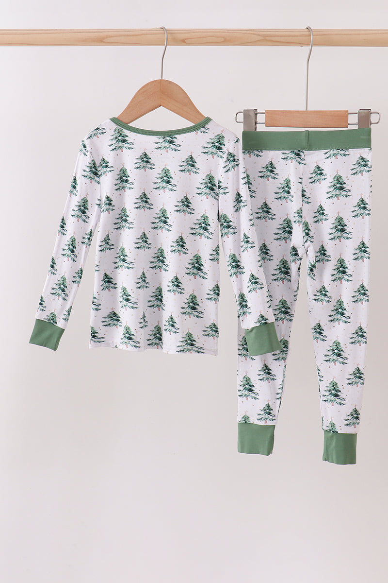 Green christmas tree bamboo pajama set
