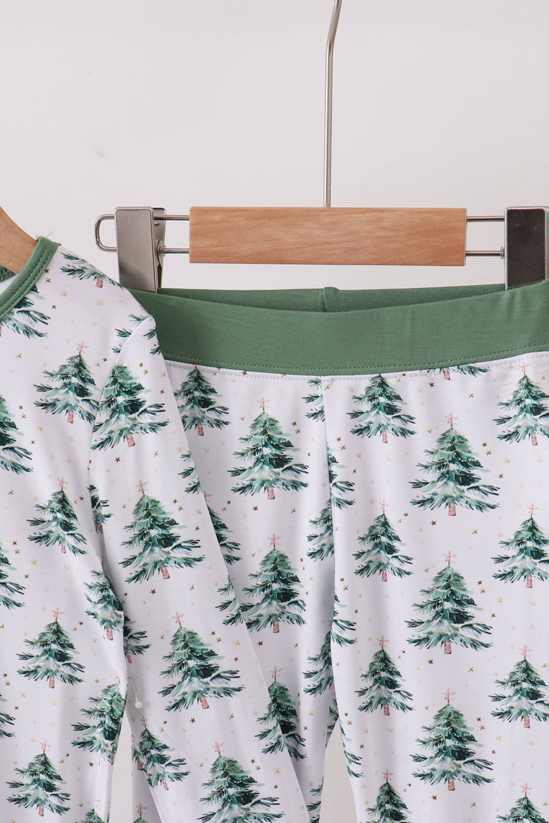 Green christmas tree bamboo pajama set