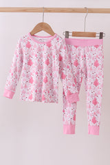 Pink christmas tree bamboo pajama set