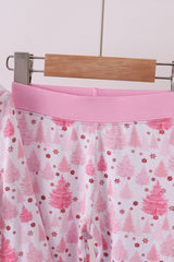 Pink christmas tree bamboo pajama set