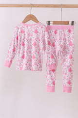 Pink christmas tree bamboo pajama set