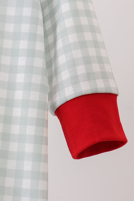 Sage gingham romper