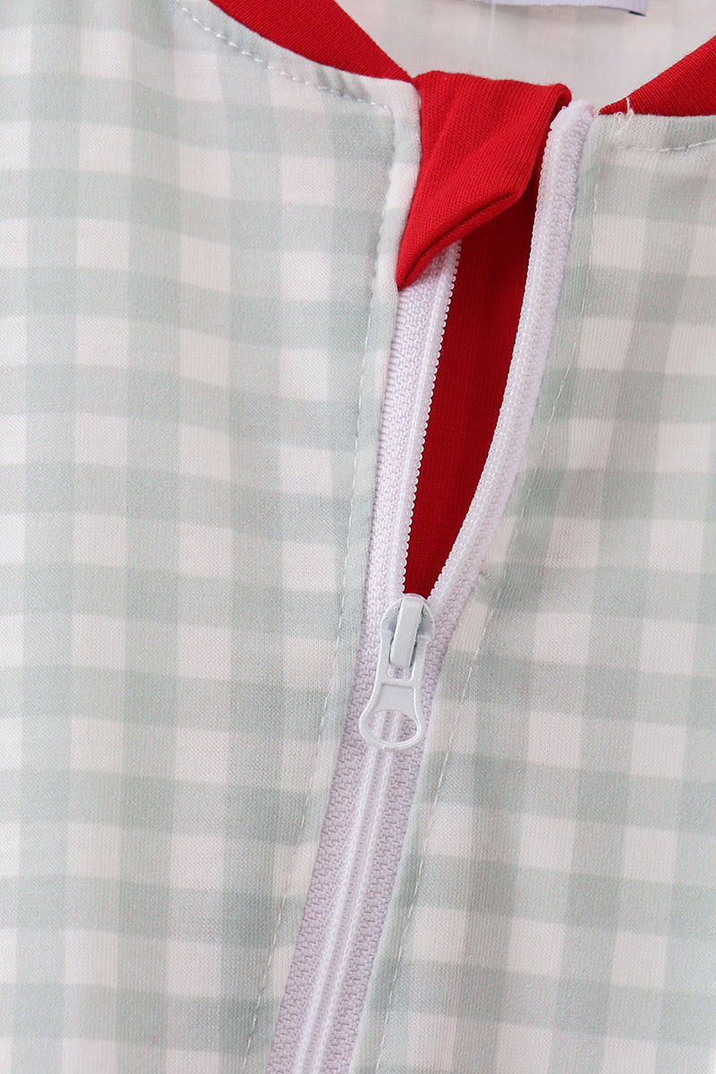 Sage gingham romper