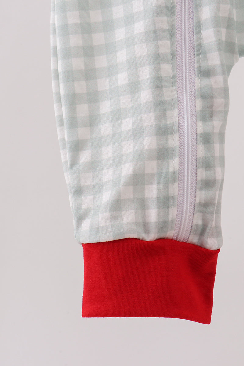 Sage gingham romper