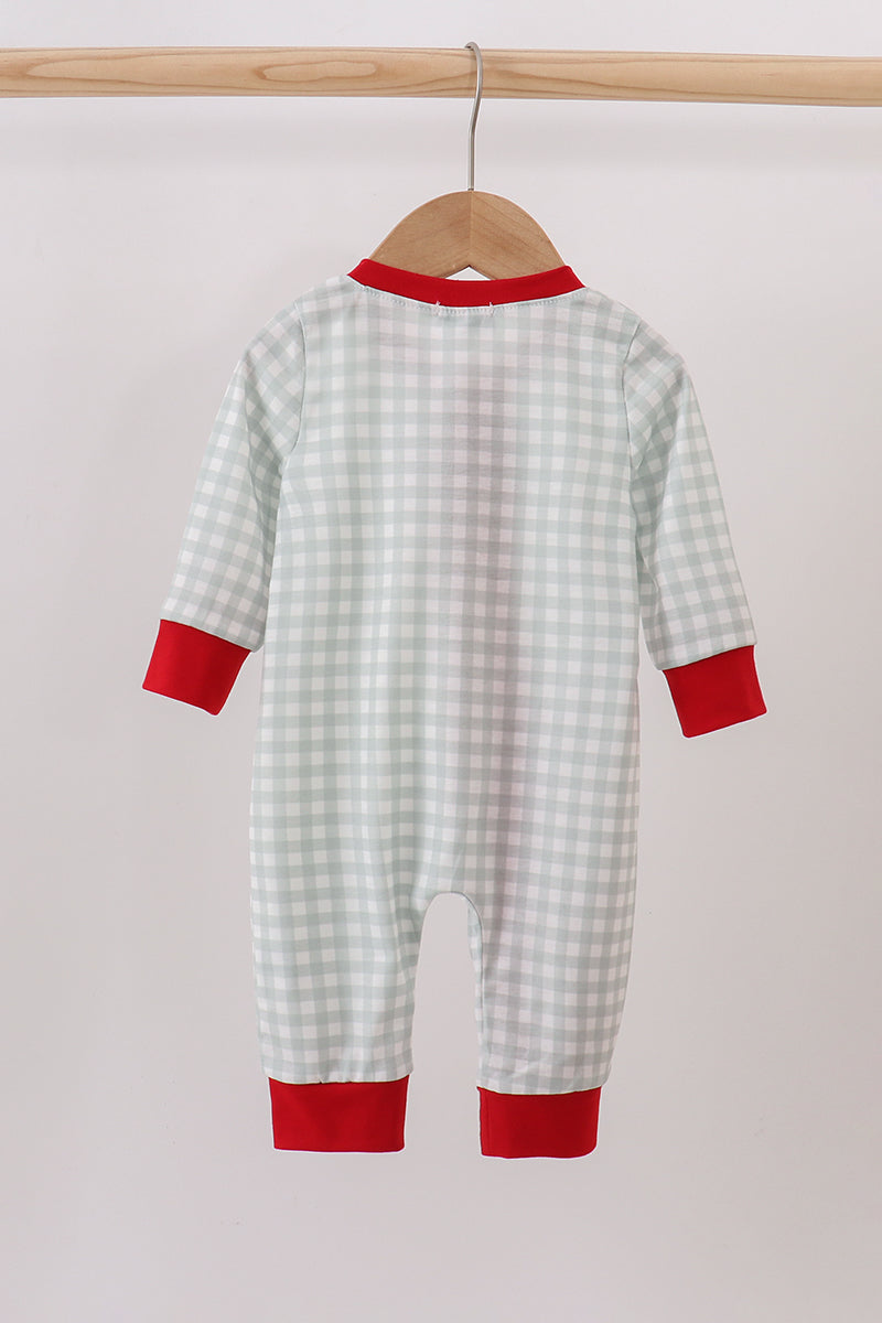 Sage gingham romper