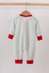 Sage gingham romper