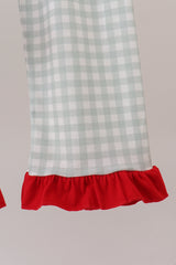 Sage gingham ruffle pajama set