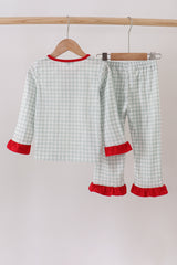Sage gingham ruffle pajama set