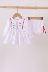 White holly embroidery bloomer set