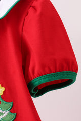 Red christmas tree applique bloomer set