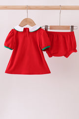 Red christmas tree applique bloomer set